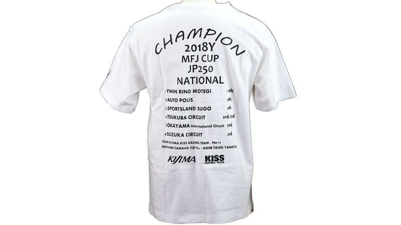 KIJIMA KISS レーシングチーム 2018y チャンピオン記念 限定Tシャツ ホワイト M - キジマ公式オンラインショップ